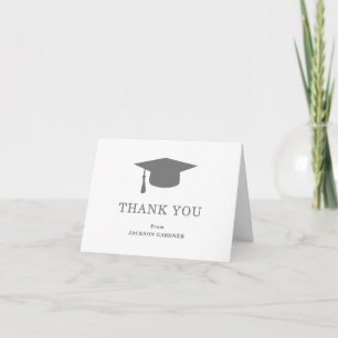 Enkelt Grått Mortar Board Modern Studenten Tack Kort