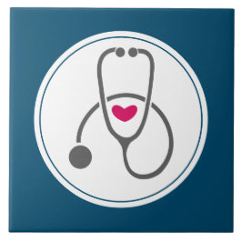 Enkelt Grått Nursing Stethoscope med Red Heart Kakelplatta