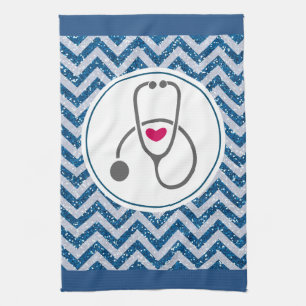 Enkelt Grått Nursing Stethoscope med Red Heart Kökshandduk
