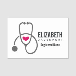 Enkelt Grått Nursing Stethoscope med Red Heart Namnbricka