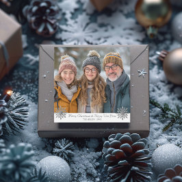 Enkelt Grått- och vitt Snöflingor-Helgdag-kort Julkort