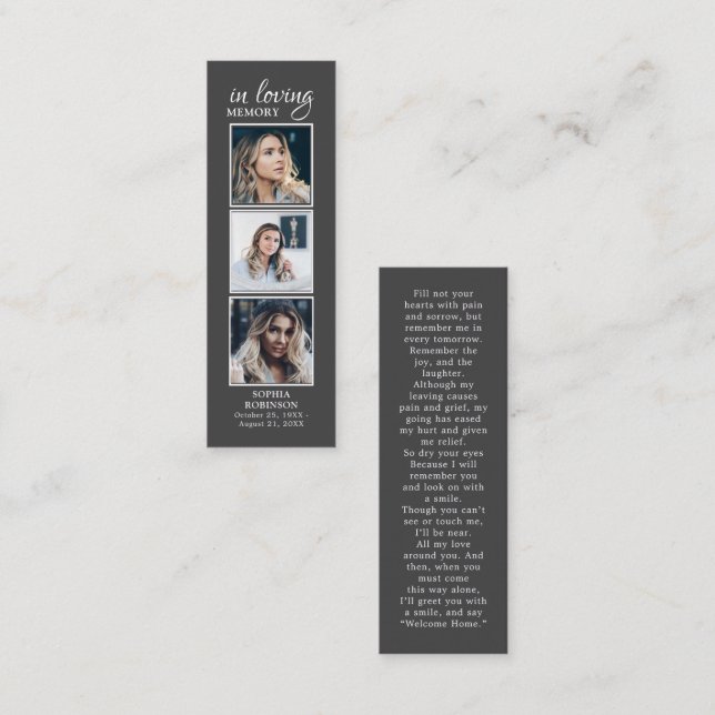 Enkelt Grått Prayer-kort för foto- sympati Mini Visitkort (Fram/baksida)