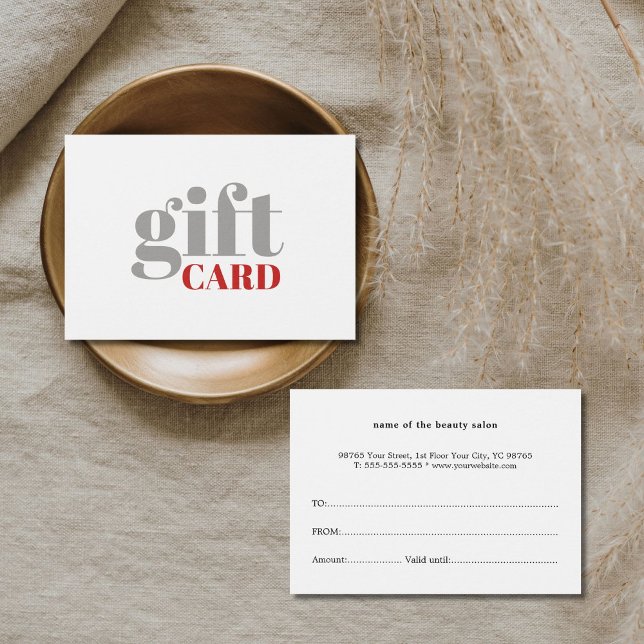 Enkelt Grått Red White Beauty Gift Card Visitkort (Skapare uppladdad)