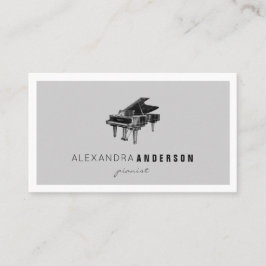 Enkelt Grått-Vintage Piano Pianist-Affärskort Visitkort