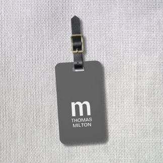 Enkelt Grått Vitt, fetstil Monogram Bagagebricka