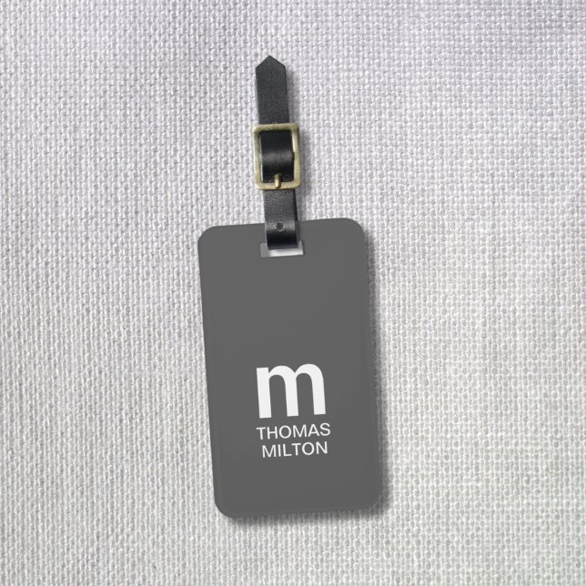 Enkelt Grått Vitt, fetstil Monogram Bagagebricka (Skapare uppladdad)