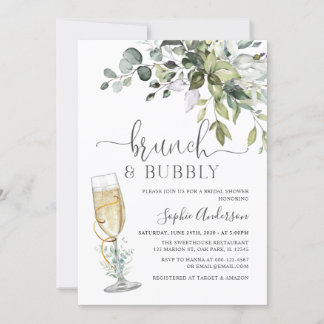 Enkelt Greenery Eucalyptus Brunch & Bubly Inbjudningar