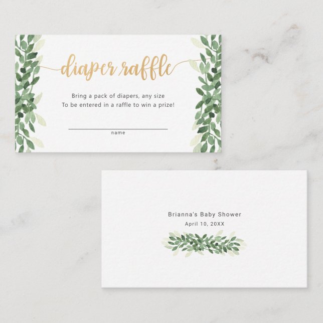 Enkelt Grey Calligraphy diaper raffle biljett (Fram/baksida)