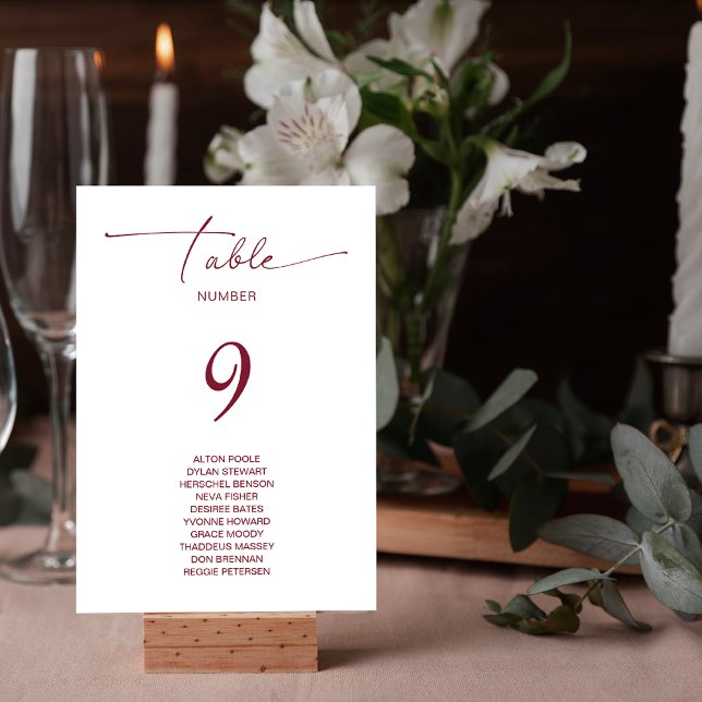 Enkelt grundläggande Bröllop Guest Namn-Bordsnumme Bordsnummer (Simple Basic Wedding Guest Names Table Number)