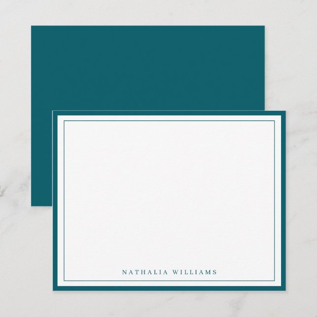 Enkelt grundläggande Mörk Teal Gräns Stationery Anteckningskort (Fram/baksida)