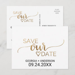 Enkelt Guld Calligraphy Bröllop spara datum Meddelande Vykort