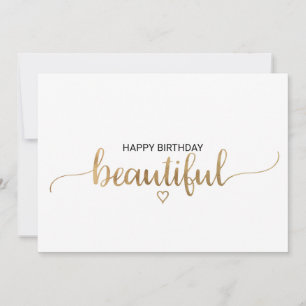 Enkelt Guld Calligraphy Grattis på födelsedagen Be Kort