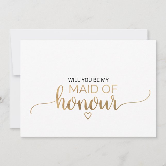 Enkelt Guld Calligraphy Maid of honor Frieri Inbjudningar (Framsida)