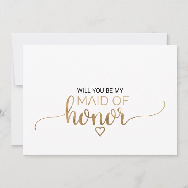 Enkelt Guld Calligraphy Maid of honor Frieri Inbjudningar (Framsida)