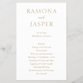 Enkelt Guld djärvt modernt Bröllopsprogram