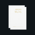 Enkelt Guld-kort för rådgivning i Elegant Bröllop Rådkort<br><div class="desc">Det här enkla rådgivningskortet för elegant bröllop är perfekt för ert moderna minimalistiska vita och guld bröllop. Utformningen har ett minsta typsnitt av contemporary guld tillsammans med formell kalligrafi. Behålla den som den är,  eller välj att anpassa den med egna teckningar eller foton!</div>