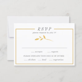 Enkelt guld löv Trendig snyggt ram Bröllop OSA Kort