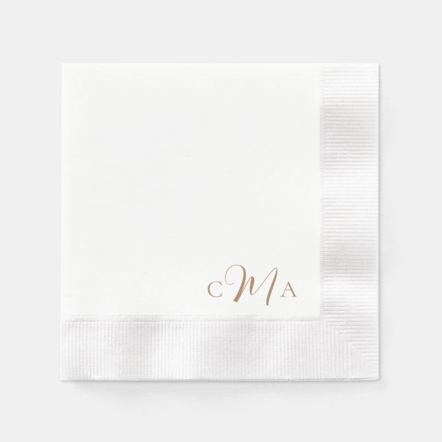 Enkelt Guld Monogram kombinationsteckensnitt Bröll Pappersservett (Framsidan)