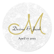 Enkelt Guld White Black Elegant bröllop Monogram