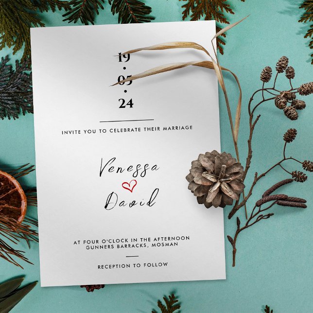 Enkelt Hand plockade hjärta Bröllop i inbjudan (Skapare uppladdad)