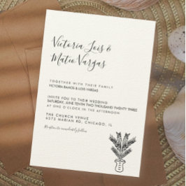 Enkelt Hand plockade Träd Poskorterad Bröllop Inbjudningar