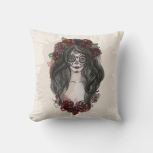 Enkelt handdragen Dia de los Muertos Dekorativ kud Kudde