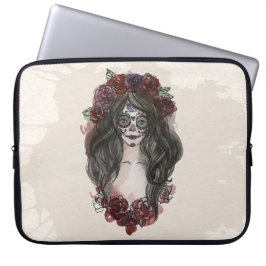 Enkelt handdragen Dia de los Muertos Laptop sleeve