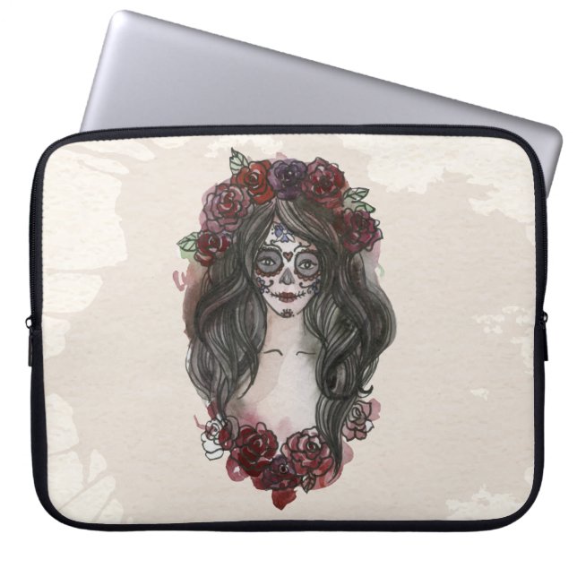 Enkelt handdragen Dia de los Muertos Laptop sleeve (Framsidan)