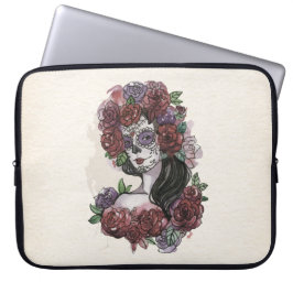 Enkelt handdragen Dia de los Muertos Laptop sleeve