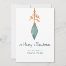 Enkelt handmålat vattenfärgsTurkos jul Julkort