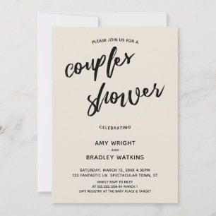 Enkelt, handskriftsformat Cream Par Baby Shower Inbjudningar