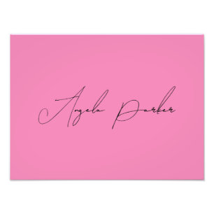 Enkelt handskriftsformat Rosa Professionell Namn Fototryck