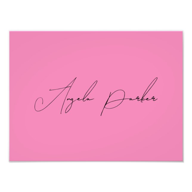 Enkelt handskriftsformat Rosa Professionell Namn Fototryck (Framsidan)