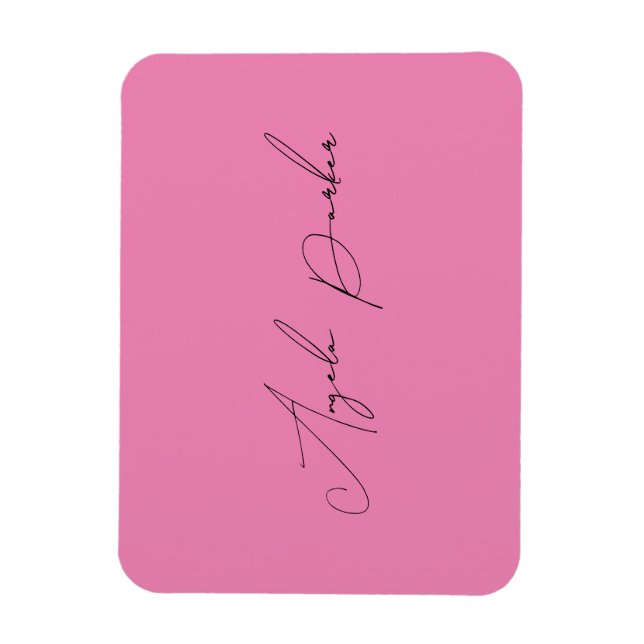 Enkelt handskriftsformat Rosa Professionell Namn Magnet (Vertikal)