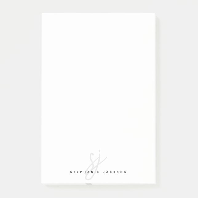 Enkelt handskript för Monogram Initialer Post-it Block (Framsida)