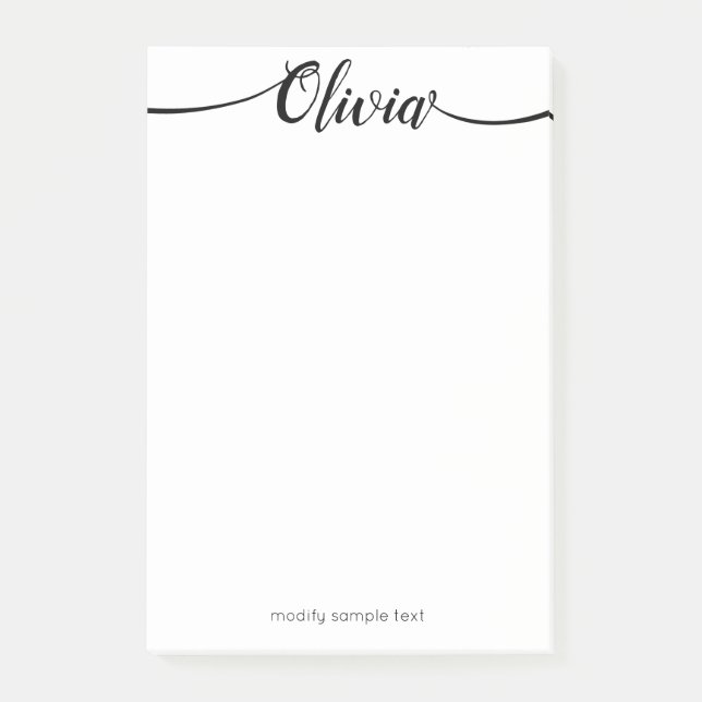 Enkelt handskrivet calligrafiskt skript post-it block (Framsida)