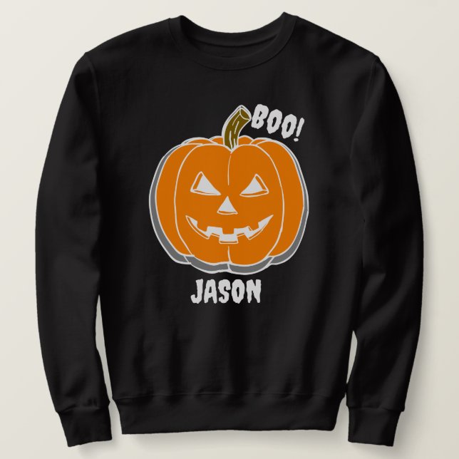 Enkelt Happy halloween boo spooky-pumpa Lång Ärmad Tröja (Design framsida)