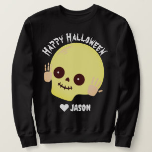 Enkelt Happy halloween boo spooky pumpkin Sweatshi Lång Ärmad Tröja