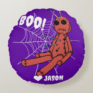 Enkelt Happy halloween boo spooky voodoo doll Rund Kudde