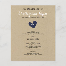 Enkelt Heart Bröllop-menykort