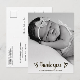 Enkelt Heart Tack Photo Cute Birth Meddelande Vykort