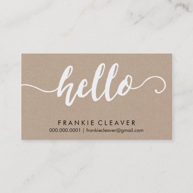 ENKELT HEJ av hand plockade-typ SCRIPT-kraftvitt Visitkort (Framsida)