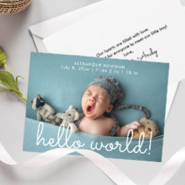 Enkelt Hej World Photo Birth-meddelande Inbjudningar