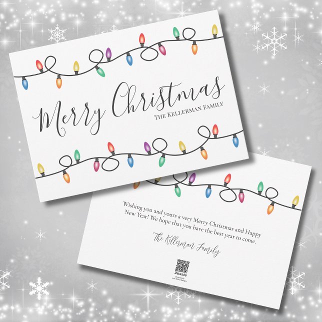 Enkelt Helgdag Ljus God jul-kort Julkort (Simple Festive Holiday Lights Merry Christmas Card )