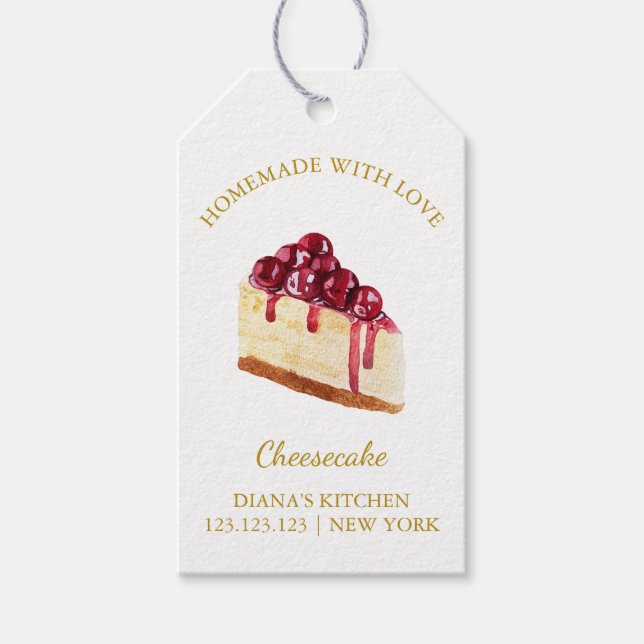 Enkelt hemmade ostekake Dessert Häng Märkre vit Presentetikett (Framsidan)