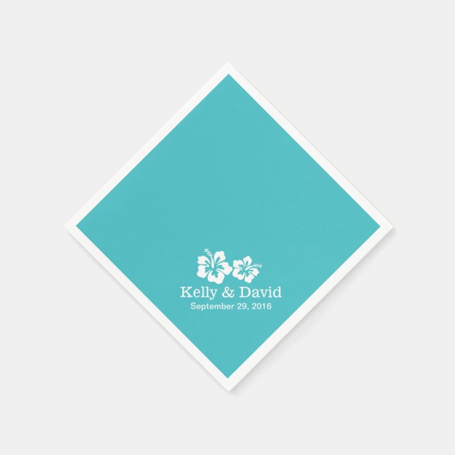 Enkelt Hibiscus Flowers Turcos Bröllop Pappersservett (Hörn)