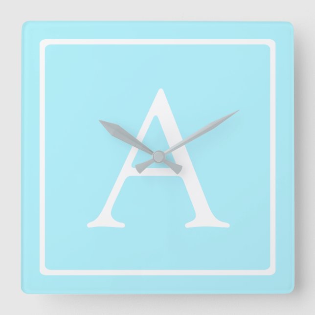 Enkelt Himlar Blue Monogram Fyrkantig Klocka (Framsida)