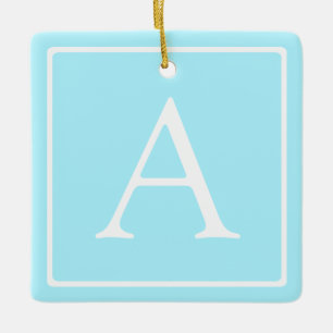 Enkelt Himlar Blue Monogram Julgransprydnad Keramik