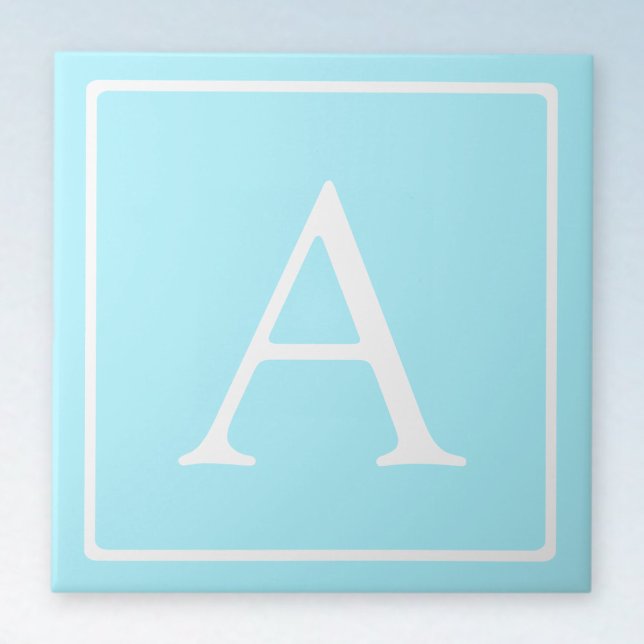 Enkelt Himlar Blue Monogram Kakelplatta (Skapare uppladdad)
