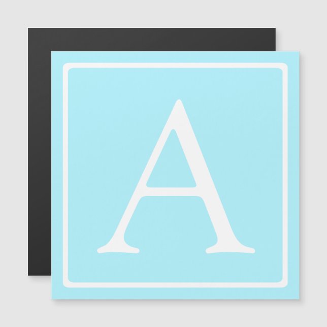 Enkelt Himlar Blue Monogram Magnetisk Inbjudningskort (Fram/baksida)